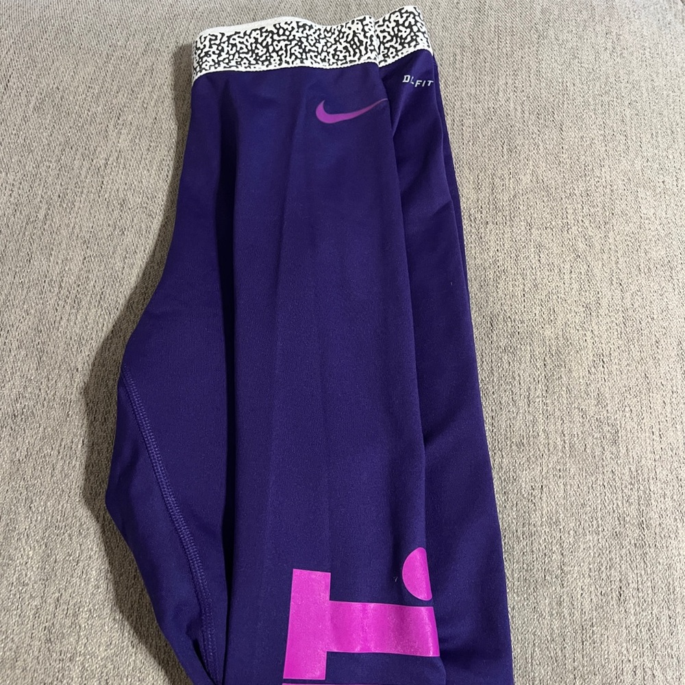 Nike Purple Leggings with Patterned Waistband